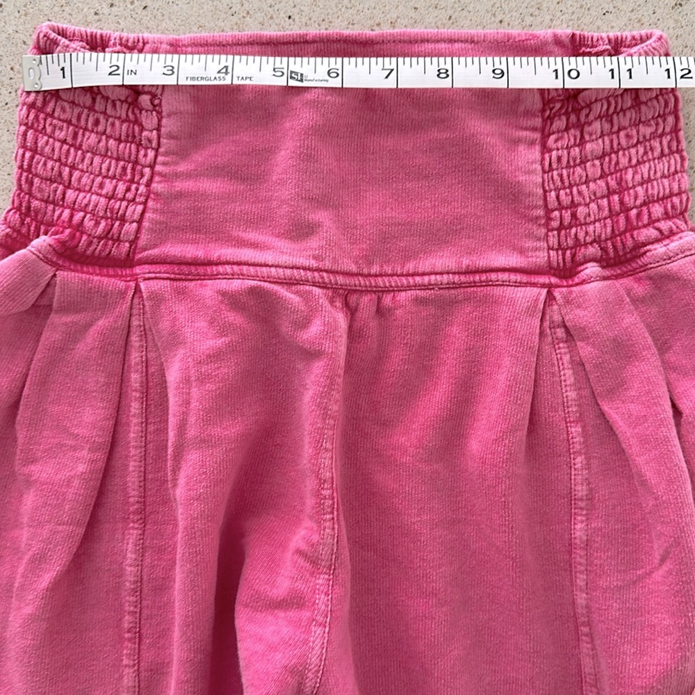 FREE PEOPLE đź’• High Waist Pink Cotton Jogger Beach Pants with Ankle Ties Women XS - Picture 12 of 15